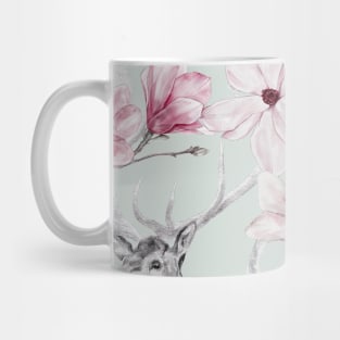 Pink Flower Deer Pattern Mug